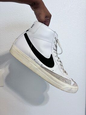 Nike White Low-Profile Sneaker Interior with Black Swoosh Tag